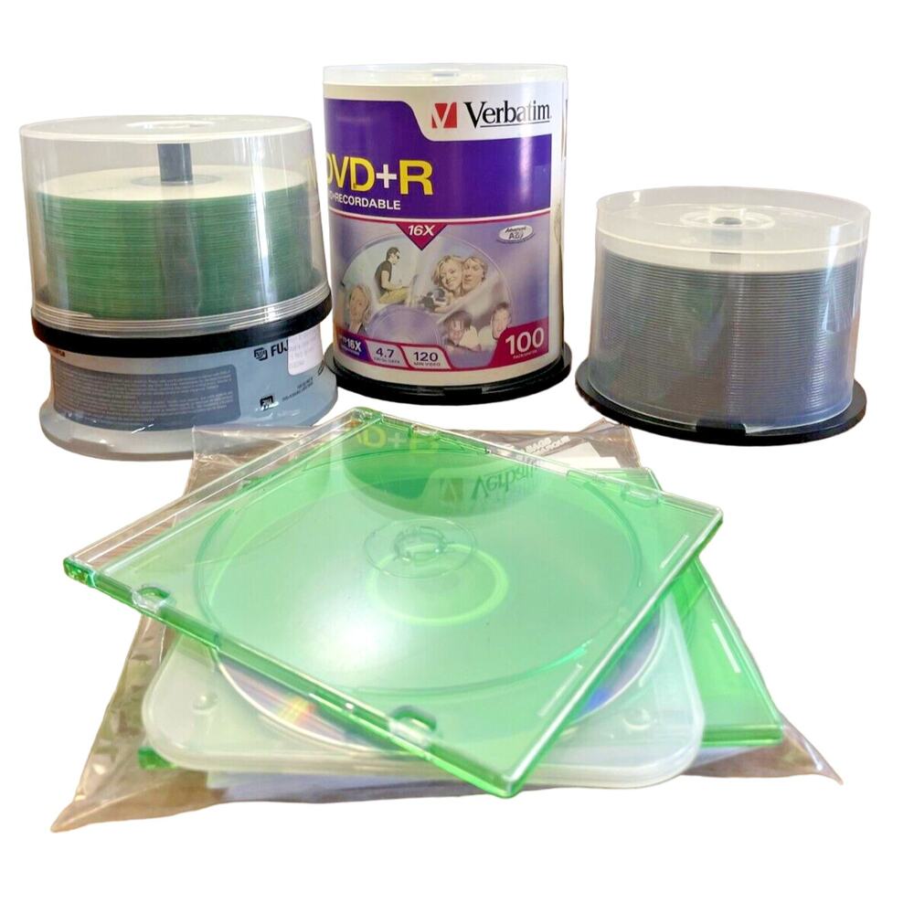 Recordable Disc Lot Verbatim DVD+R 4.7GB, Fujifilm CD-R & Mixed Brands